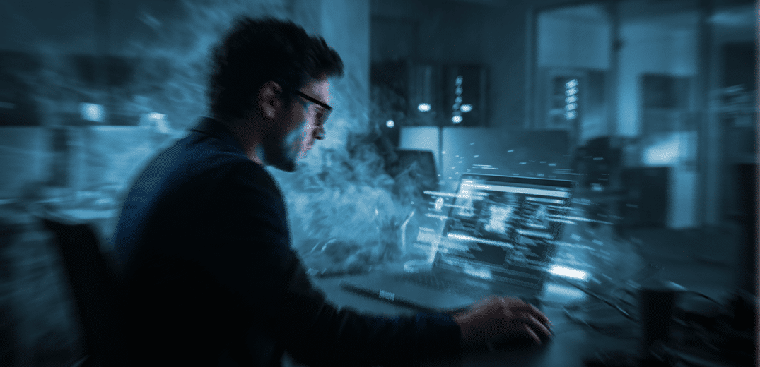 homem olhando para a tela do computador durante a noite